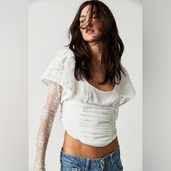 Free People Dream Of You White Top Size Small - Picture 2 of 8